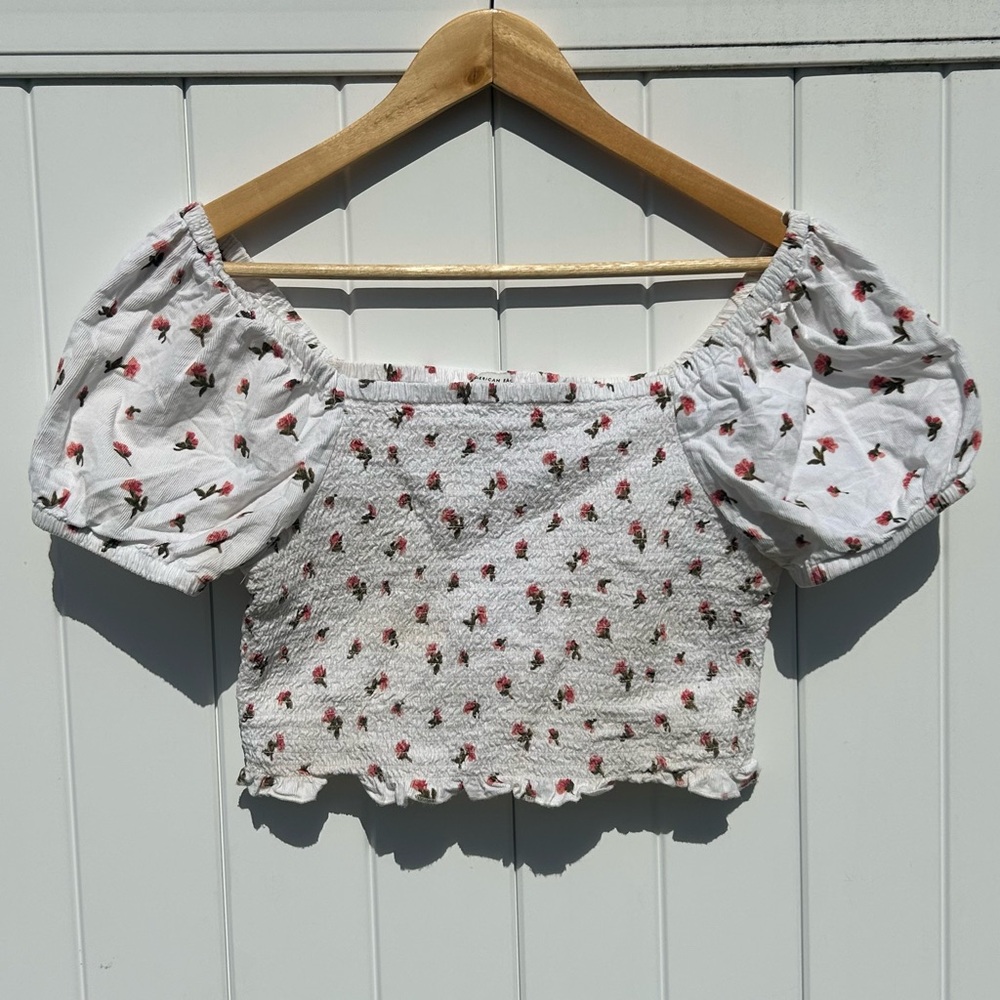 Floral Puff Sleeve Crop Top